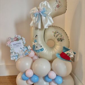 Alice in Wonderland Themed Number Balloon Display